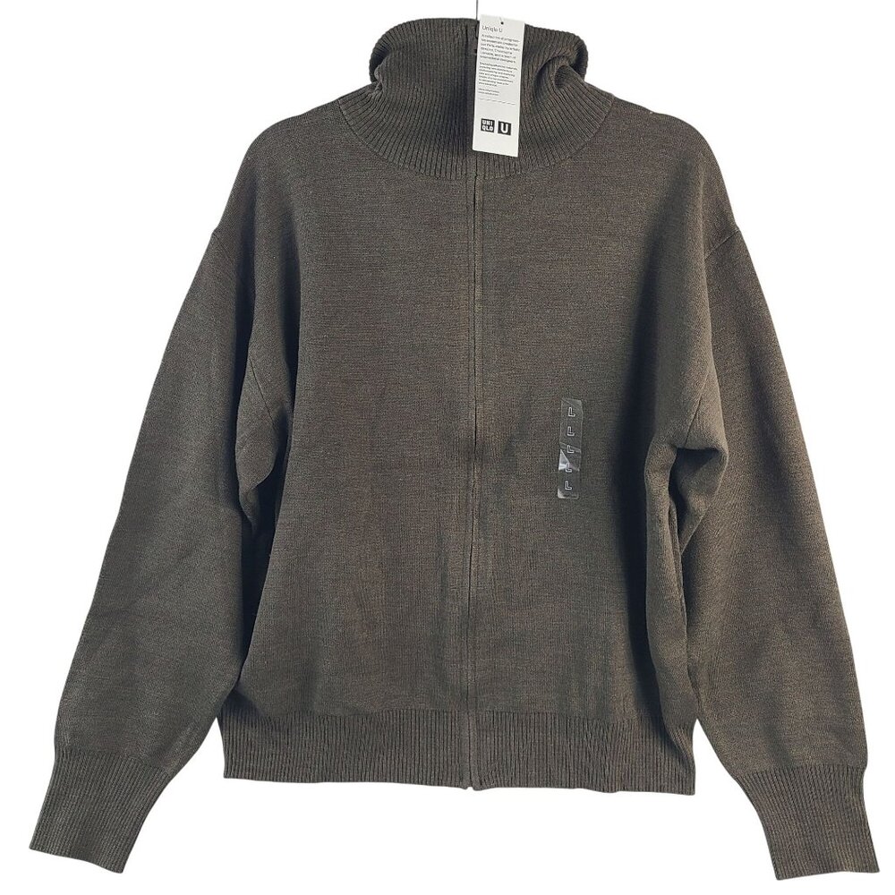 NWT Uniqlo U Olive Double Face Knit Zip-Up Jacket High Neck Large